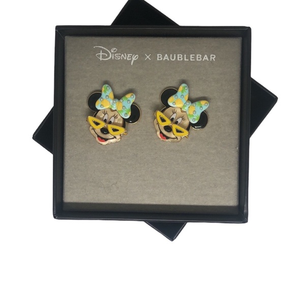 NEW Disney X Baublebar Disney Gold Minnie Mouse Summer Beach Bow Earrings - Picture 2 of 12